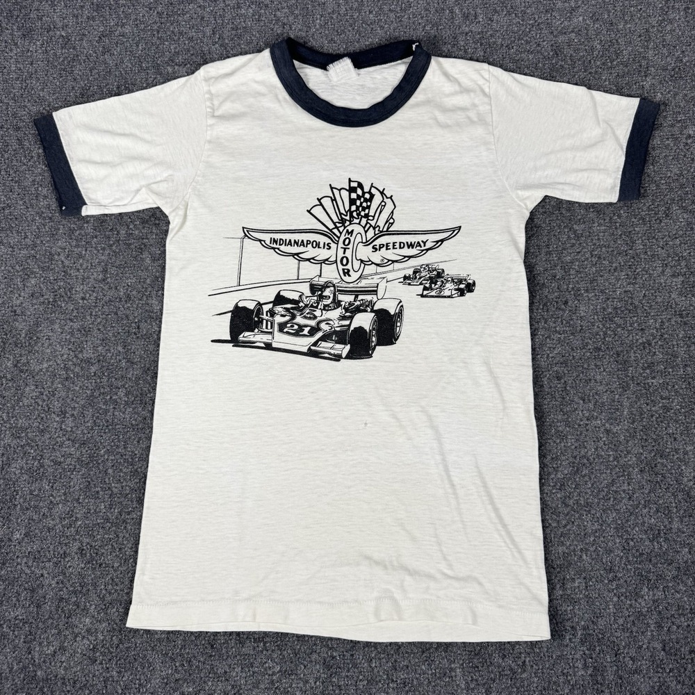 Vintage Indianapolis Motor Speedway Ringer Tee Indy 500 Shirt S 70s 80s